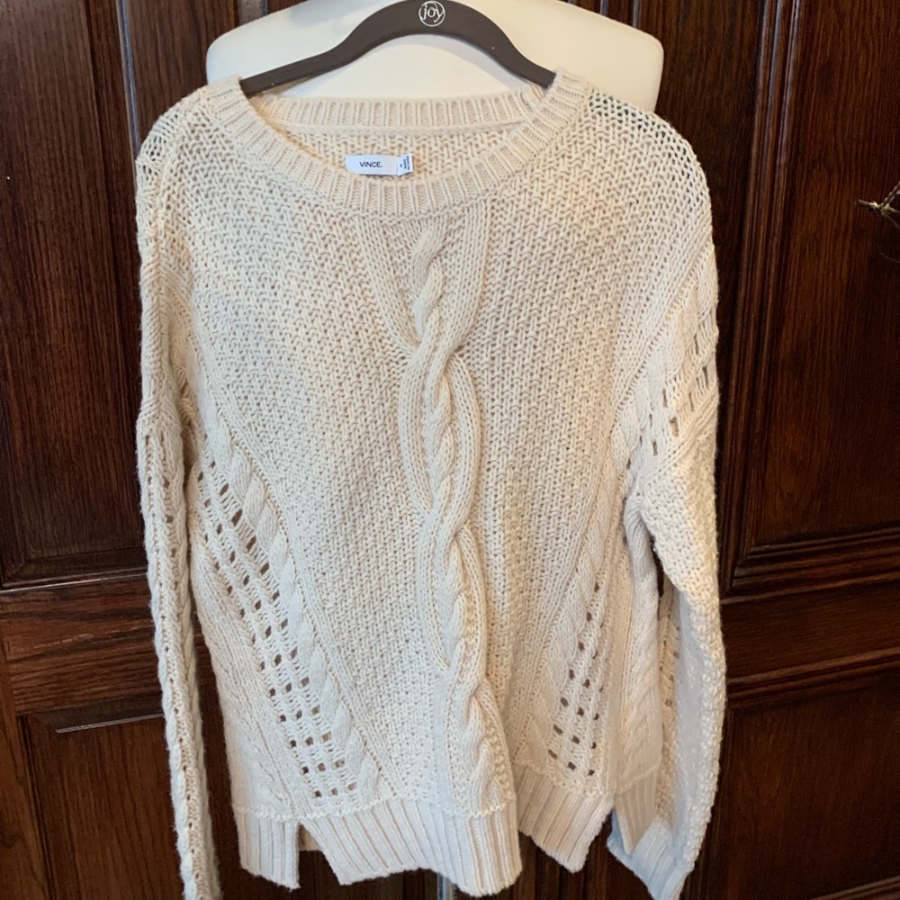 vince cable knit cream sweater